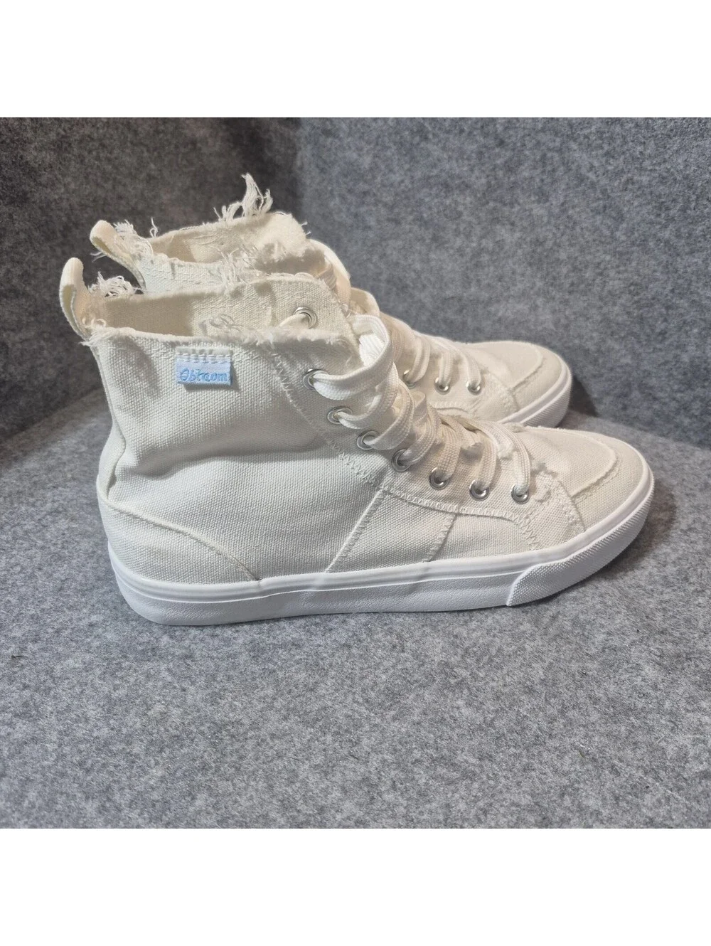 Obtaom Women's Canvas Lace Up High Top Sneaker Size 8 White